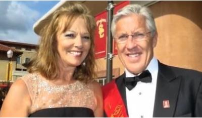 Wendy Pearl's ex-husband Pete Carroll with his current wife Glena Carroll